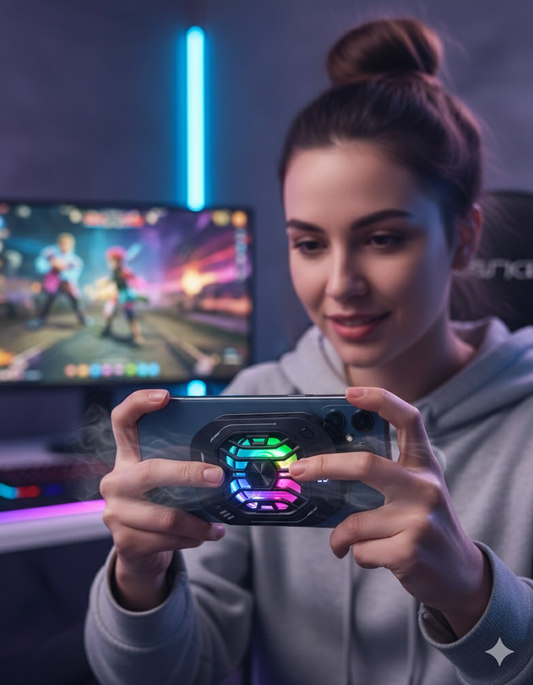 Telefon Soğutucu RGB — USB C / Evrensel Kelepçe, Sessiz Fan, Mobil Oyun Soğutma